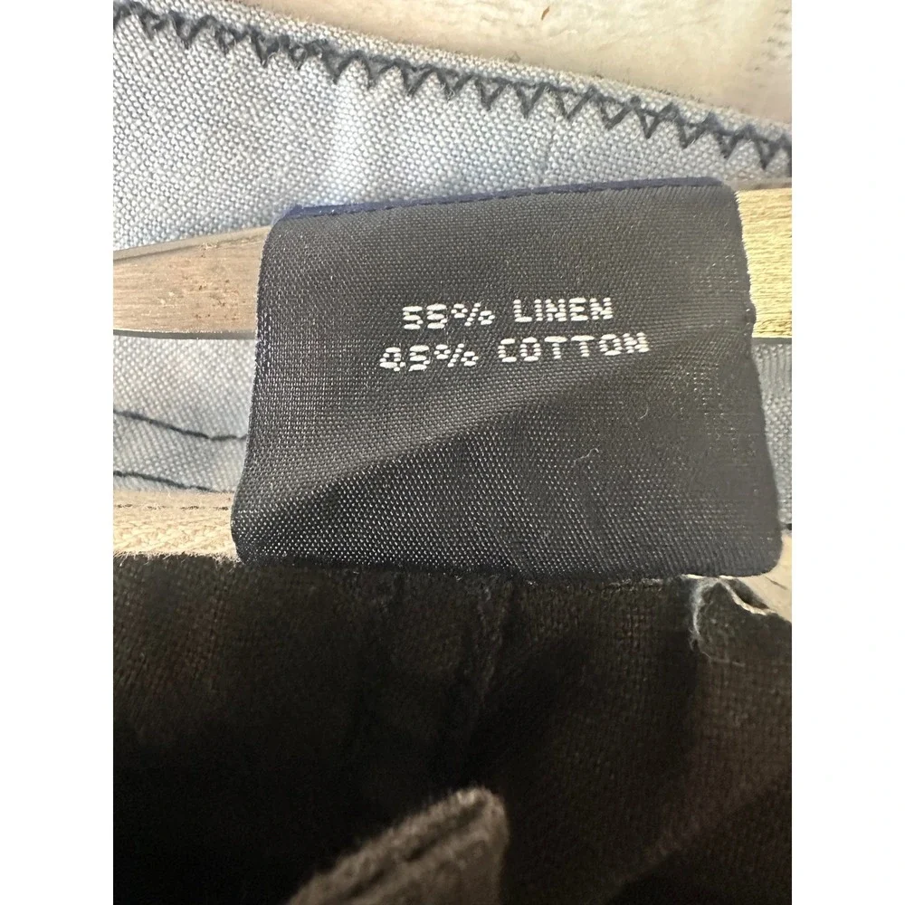 GAP‎ Mens Linen Cotton Blend Drawstring Casual Pants Black Medium Relaxed Fit